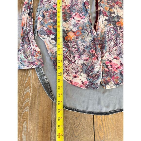 Johnny Was 3J Workshop Floral Print Velvet Button Down Tunic Top Multi Size XSma - Picture 7 of 9
